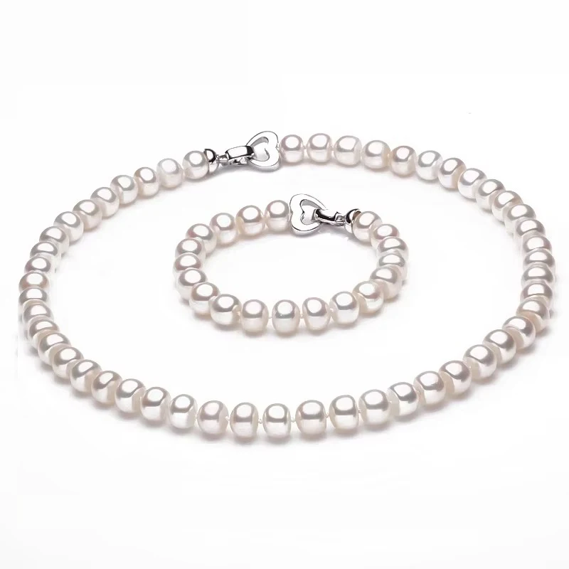 

Pearl Jewelry Sets Real Genuine Natural Freshwater Jewelry Pearl Necklace Earring Bracelet For Women 925 sterling silver Gift