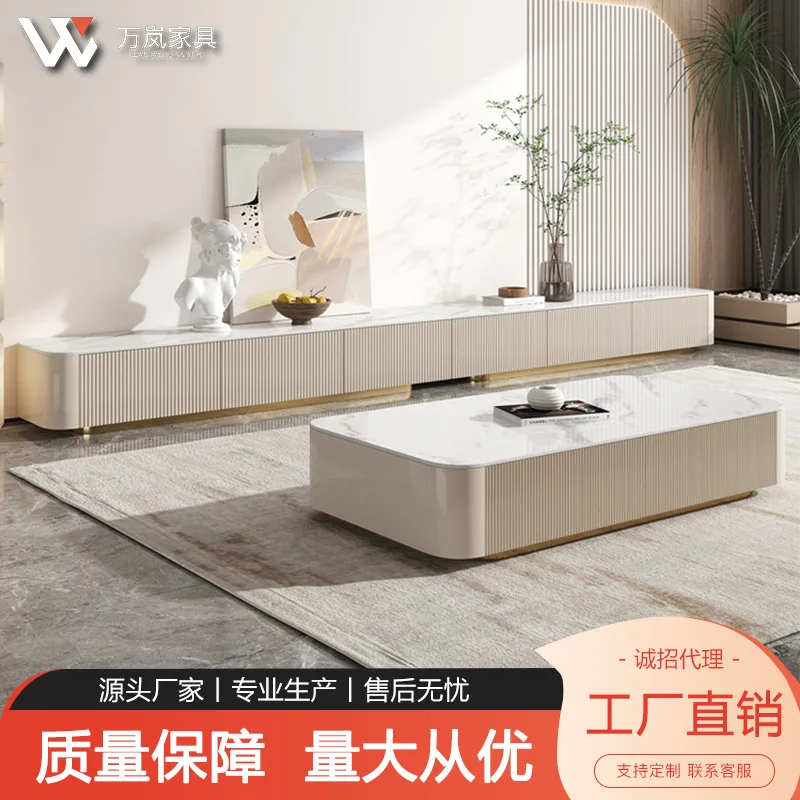 

Итальянский свет, роскошный журнальный столик из каменной плиты, комбинация ТВ-шкафа, современный простой размер, квартира, минималистичный шкафчик для краски, пол Ca