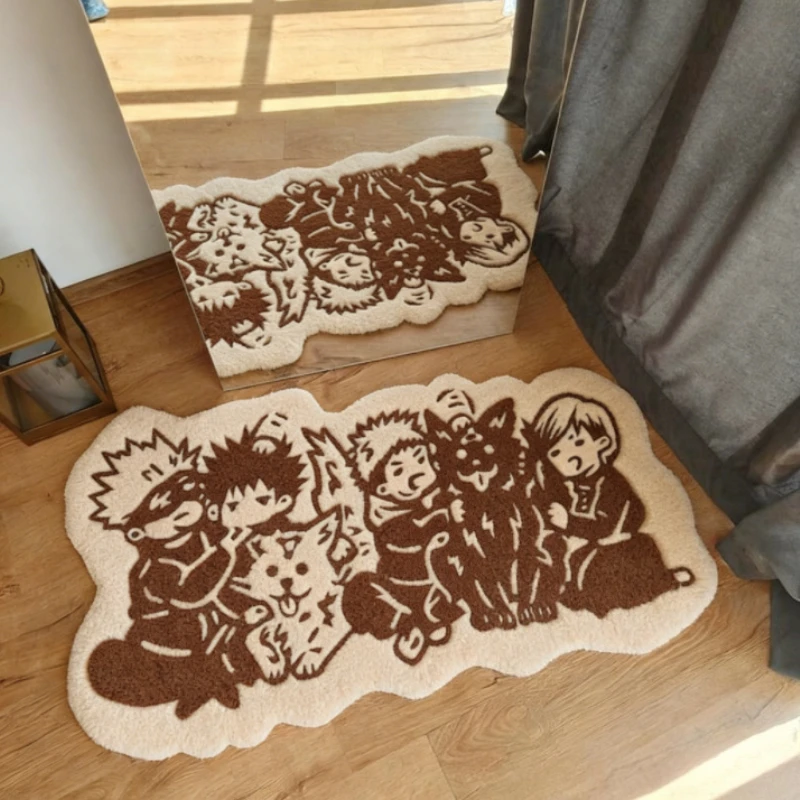 Black White Carpets for Living Room Irregular Shape Bedroom Cartoon Decor Carpet Thickend Plush Lounge Floor Mat Fluffy Soft Rug