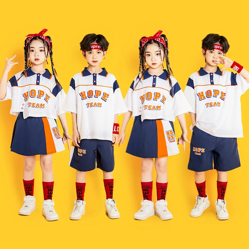 

Girls Clothes Hip Hop Street Dance Outfits Boys Patchwork Sweatshirt Casual Cargo Pants Set Kids Jazz Dancing Stage Costume