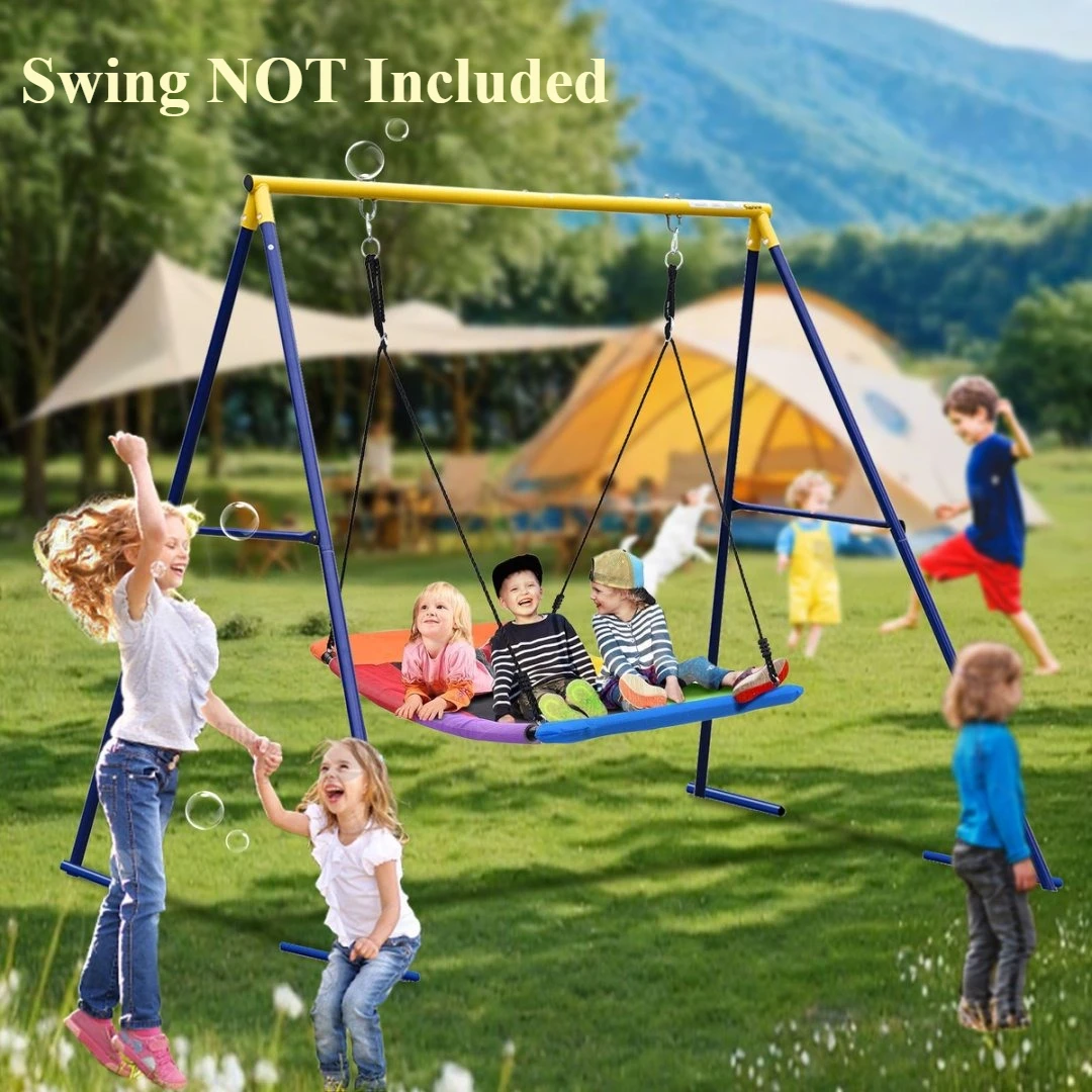 Suporte para Balanço de Varanda Externa, Estrutura de Balanço Reforçada, Estrutura Metálica Completa com 4 Estacas de Solo, Compatível com a Maioria dos Balanços