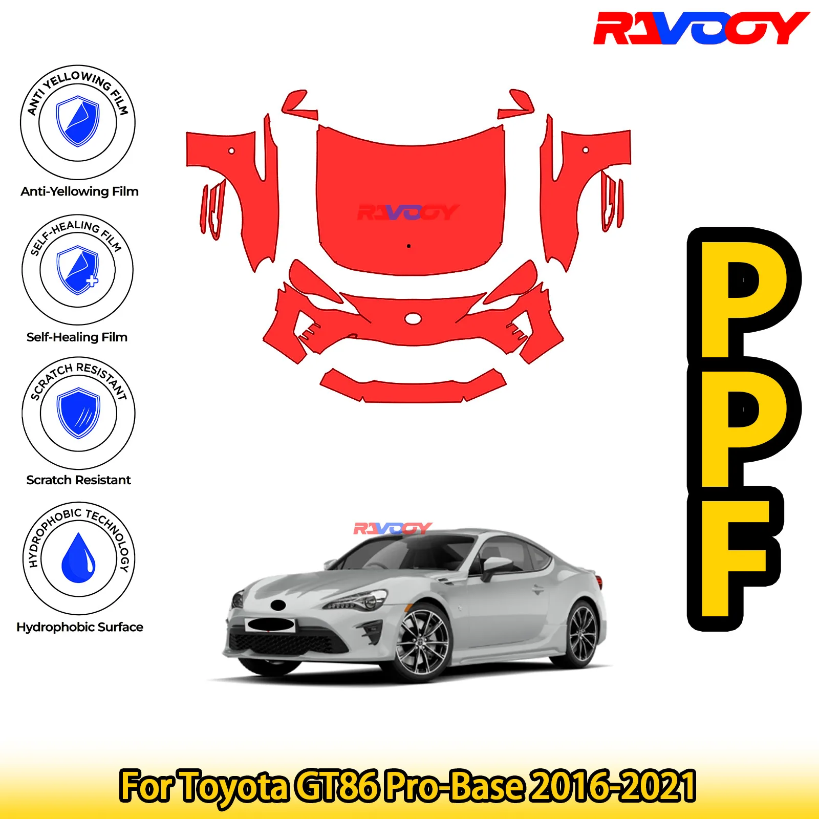 

Для Toyota GT86 Pro-Base 2016-2021 глянцевая матовая черная предварительно вырезанная передняя PPF комплект защитной пленки для краски