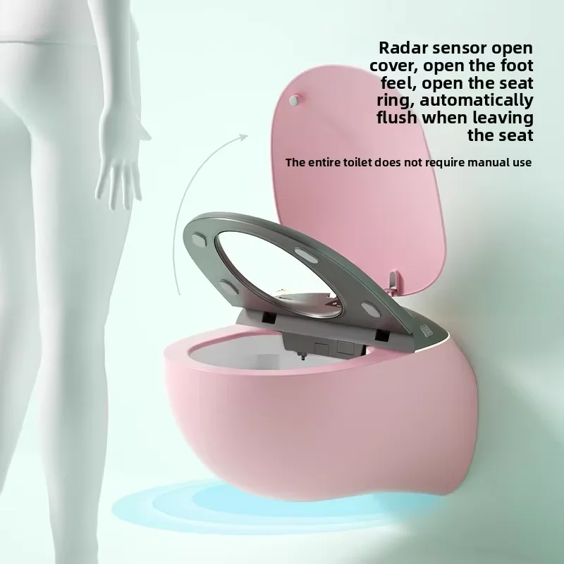2025 Wall Mounted Intelligent Tank-free Household Automatic All-in-one Sensor Elongated Small House Colorful P-Trap Heated Seat 3