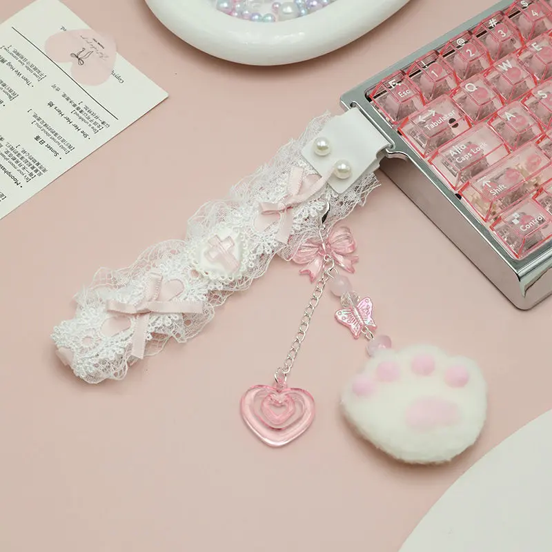 Lace Butterfly Keyboard Ribbon Strap Customization Magnetic Axis Keyboard Strap Wooting Atk68 Drunkdeer Looting Decor Gift Cute
