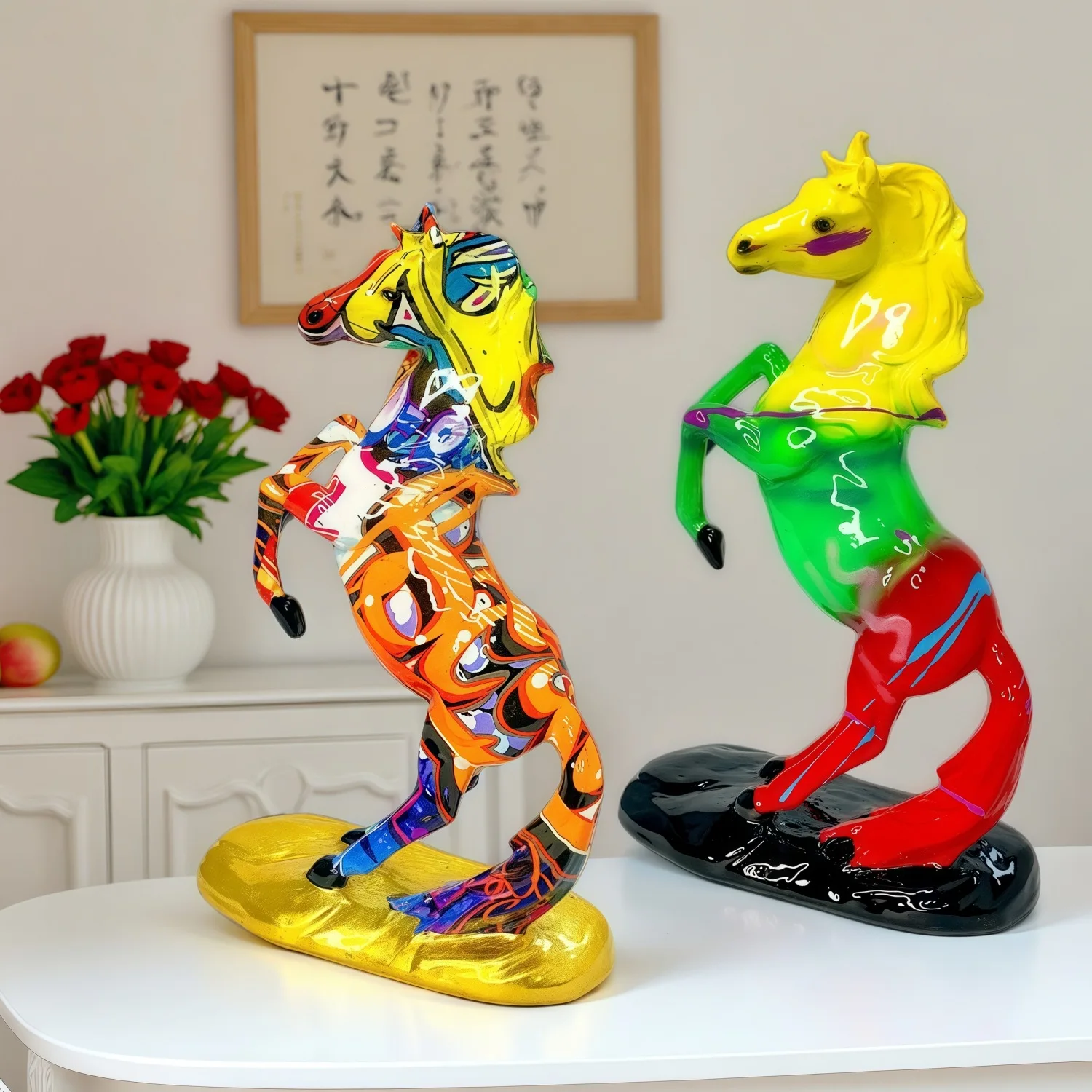 New Year Golden Base Galloping Horse Ornament Festive Home Office Decor Wealth Attracting Opening Gift