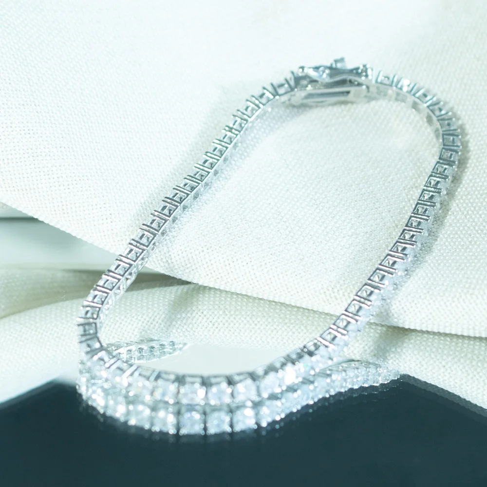 2mm White Zircon Tennis Bracelet 925 Silver Cubic Zirconia Bracelets