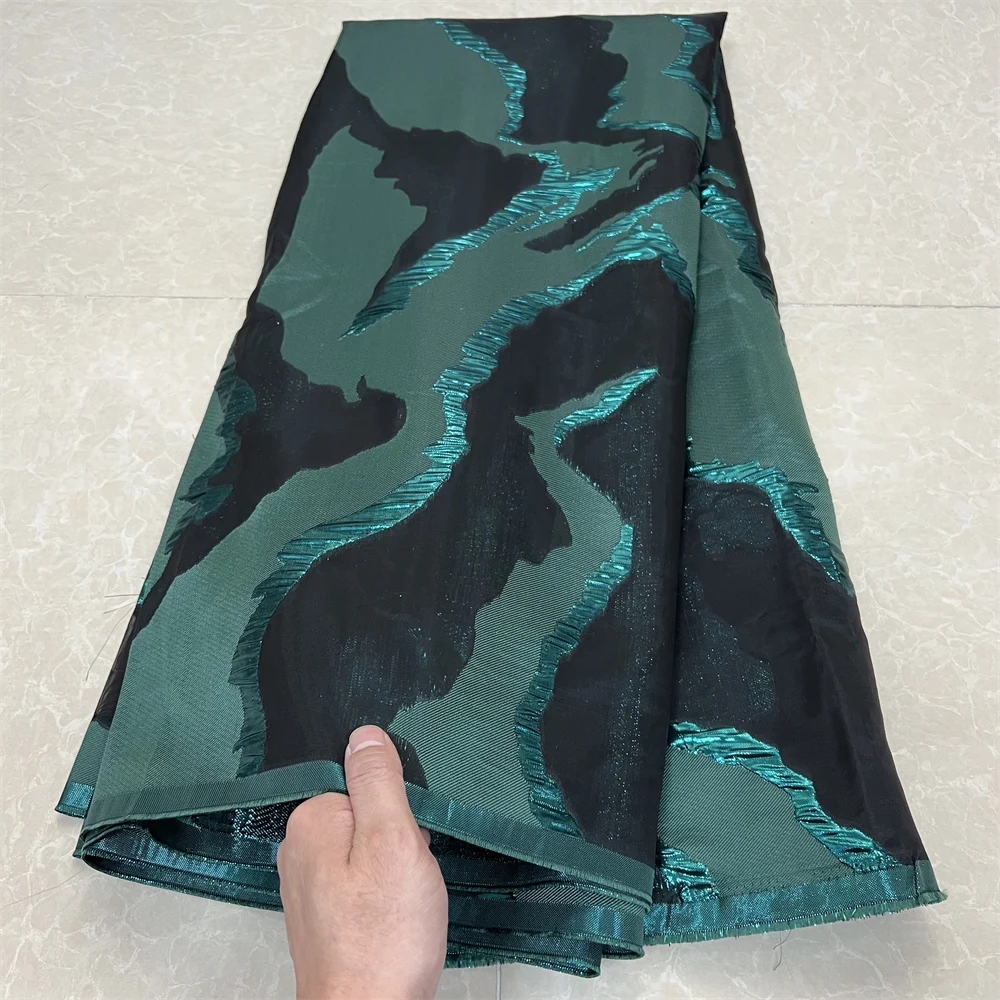 

Африканская винтажная кружевная ткань на метр, 5 ярдов, тюлевая ткань из зеленой органзы для одежды, подходит для дизайна вечерних платьев