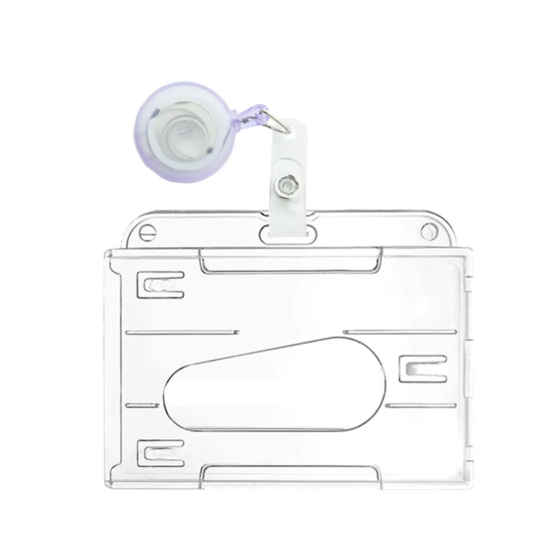 

Transparent Pull-Push Type Badge Holder Staff Nurse Work Card Cover ID Holders Tag Name Badges Sleeve Case Badge Reel Lanyard