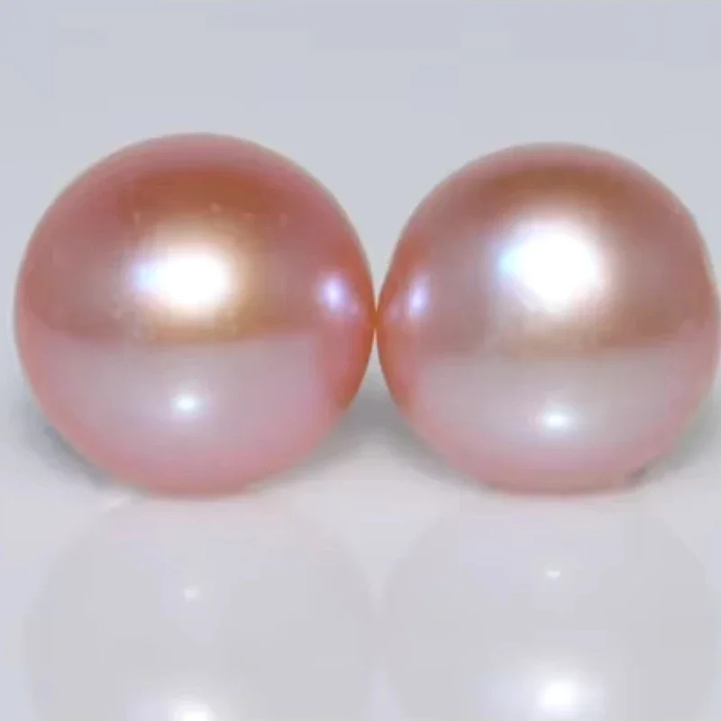 

Charming Pair of 7mm Genuine Pink Loose Pearl Half Drilled