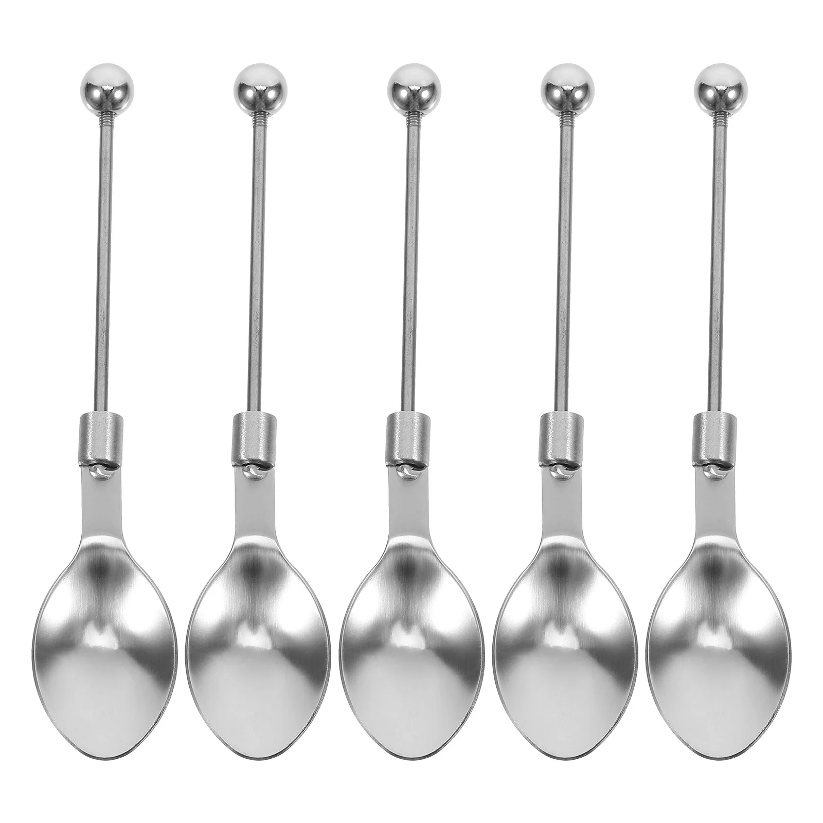 Cucharas de té con cuentas DIY, Mini cucharas agitadoras de aleación de Zinc de acero inoxidable para café, postre, cuchara con cuentas DIY, 5 uds.