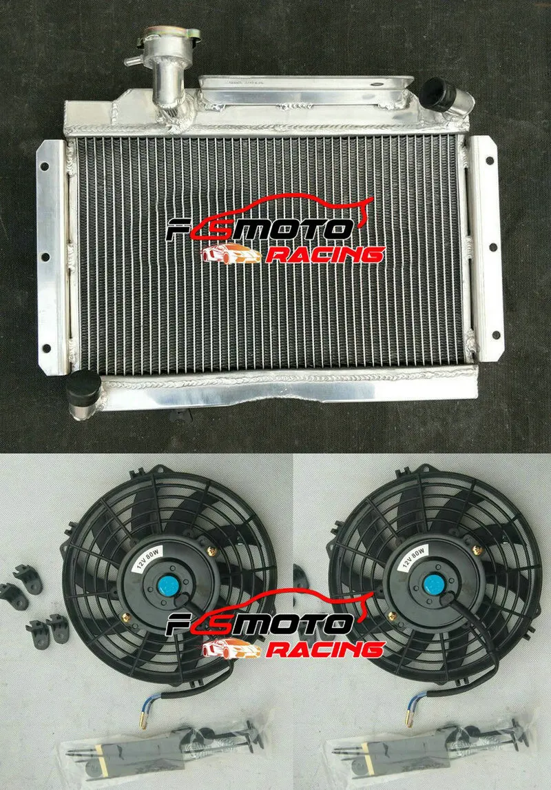 Aluminum Radiator+Fans For MG MGA 1500 1600 1622 DE LUXE 1.5L/1.6L Morris 1955 1956 1957 1958 1959 1960 1961 1962 55 56 57 58 59