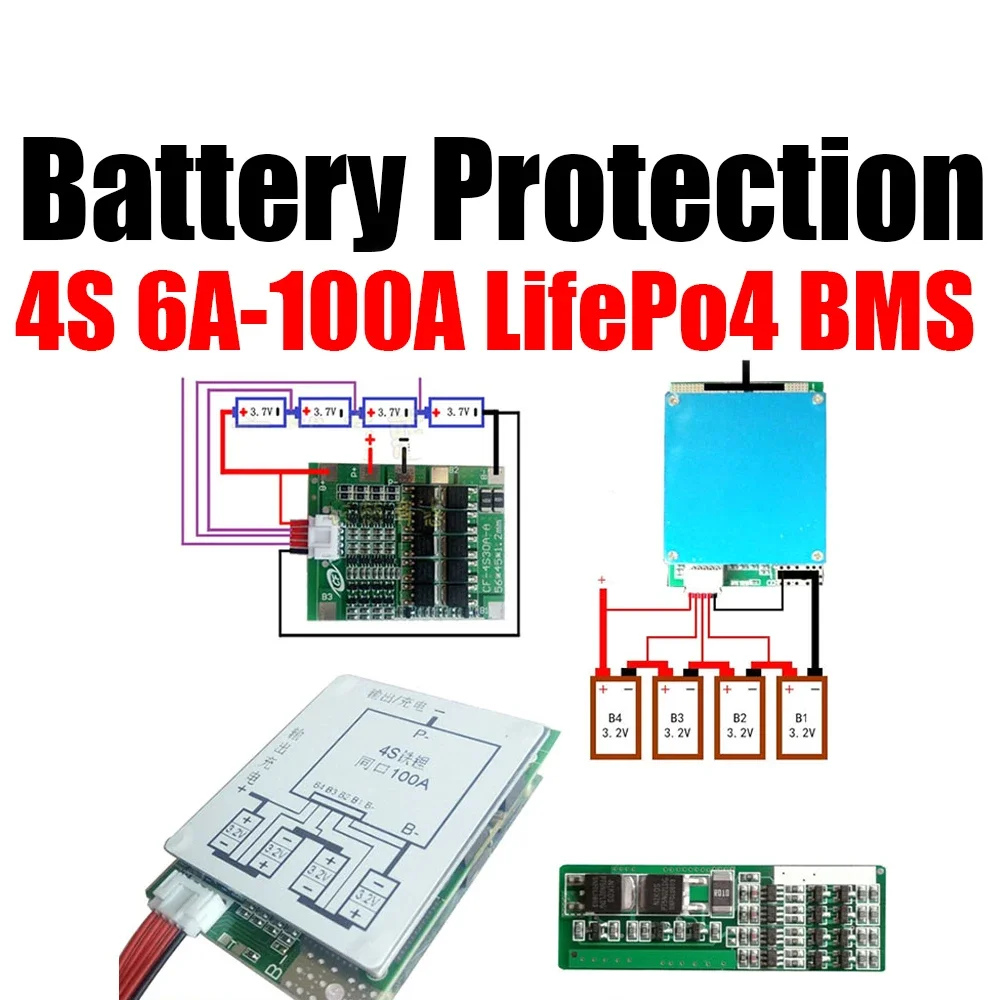 

4S 100A 50A Battery Protection Board BMS Balance Charging 12.8V LifePo4 Lithium Iron Phosphate High Current 12V Inverter