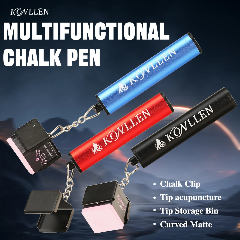 

KONLLEN-Chalk Holder for Billiards, Portable Pool Snooker Cue Tip Pricker, Non-Slip Tips Storage, Table Accessories, 4 in 1
