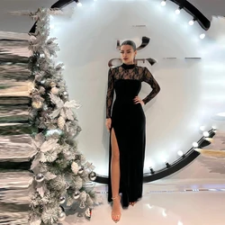 High Collar Mermaid Women Evening Dresses Long Sleeves Backless Customized Evening Dresses Female Clothes Elegant Robe De Soiree