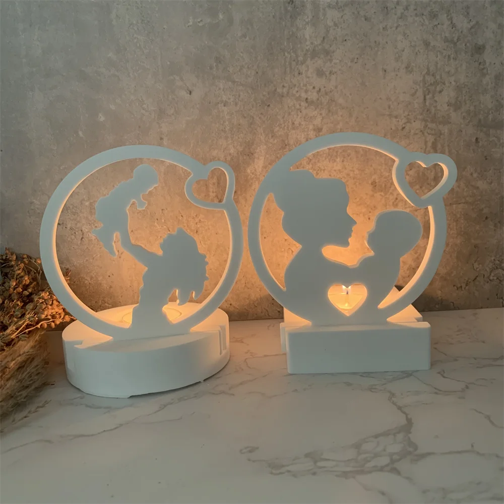 DIY Men and Women Candle Holder Silicone Mold Cement Gypsum Clay Pouring Resin Mother's Day Ornaments Molds Home Decorn