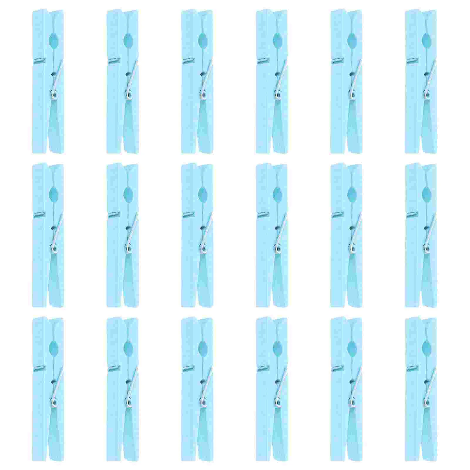 

30 Pcs Sky Blue Clothespins Pegs Wooden Mini Practical Bamboo Drying Clips Hardwood