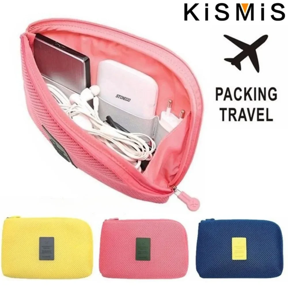 KISMIS 1PC Portable Storage Bag Digital Gadgets Headphone Pen Travel Bag Cosmetics Travel Cosmetics  Headphone Bag