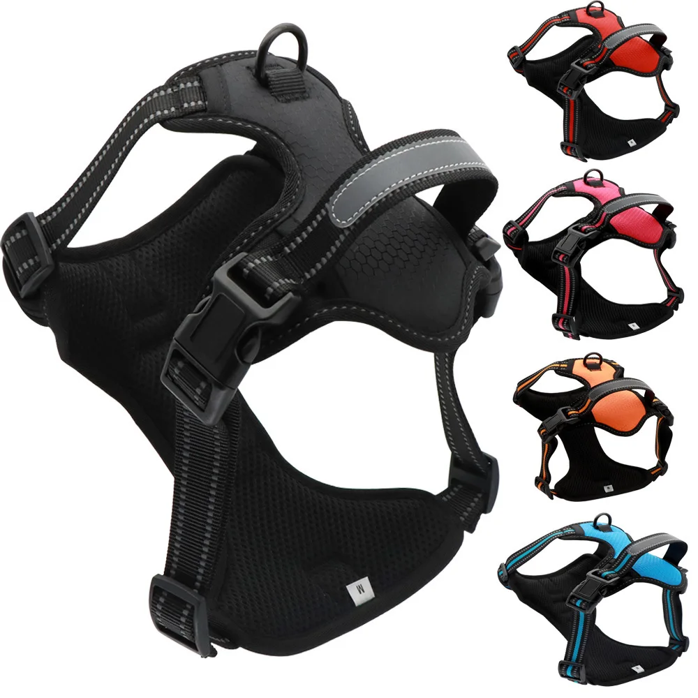 

Pet products Dog chest back traction rope Strap type football grid Reflective explosion-proof chest back walking dog rope