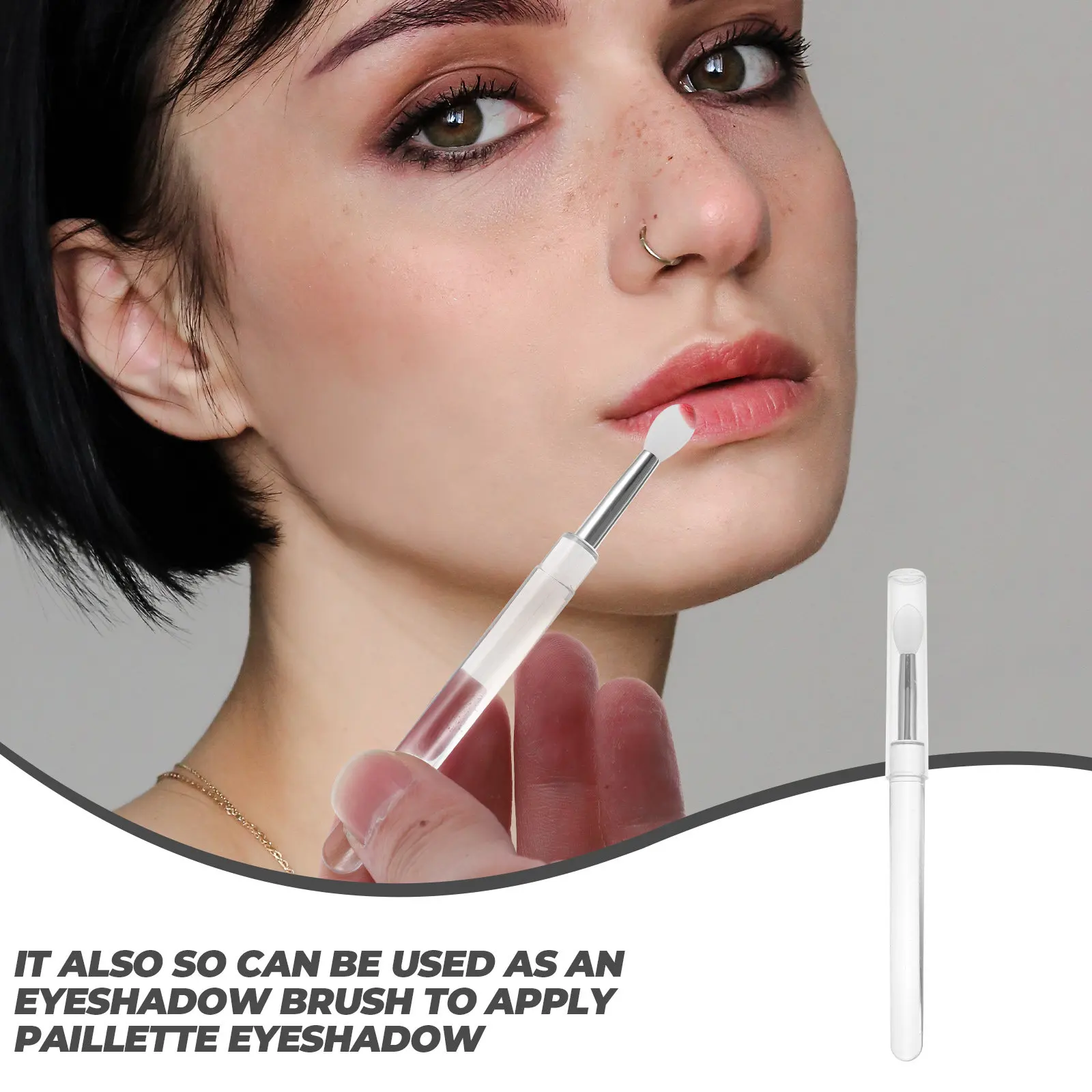 4-delige siliconen lippenborstel, stofdicht ontwerp, draagbare applicator voor lippenstift, balsem, oogschaduw, make-uptool met dop