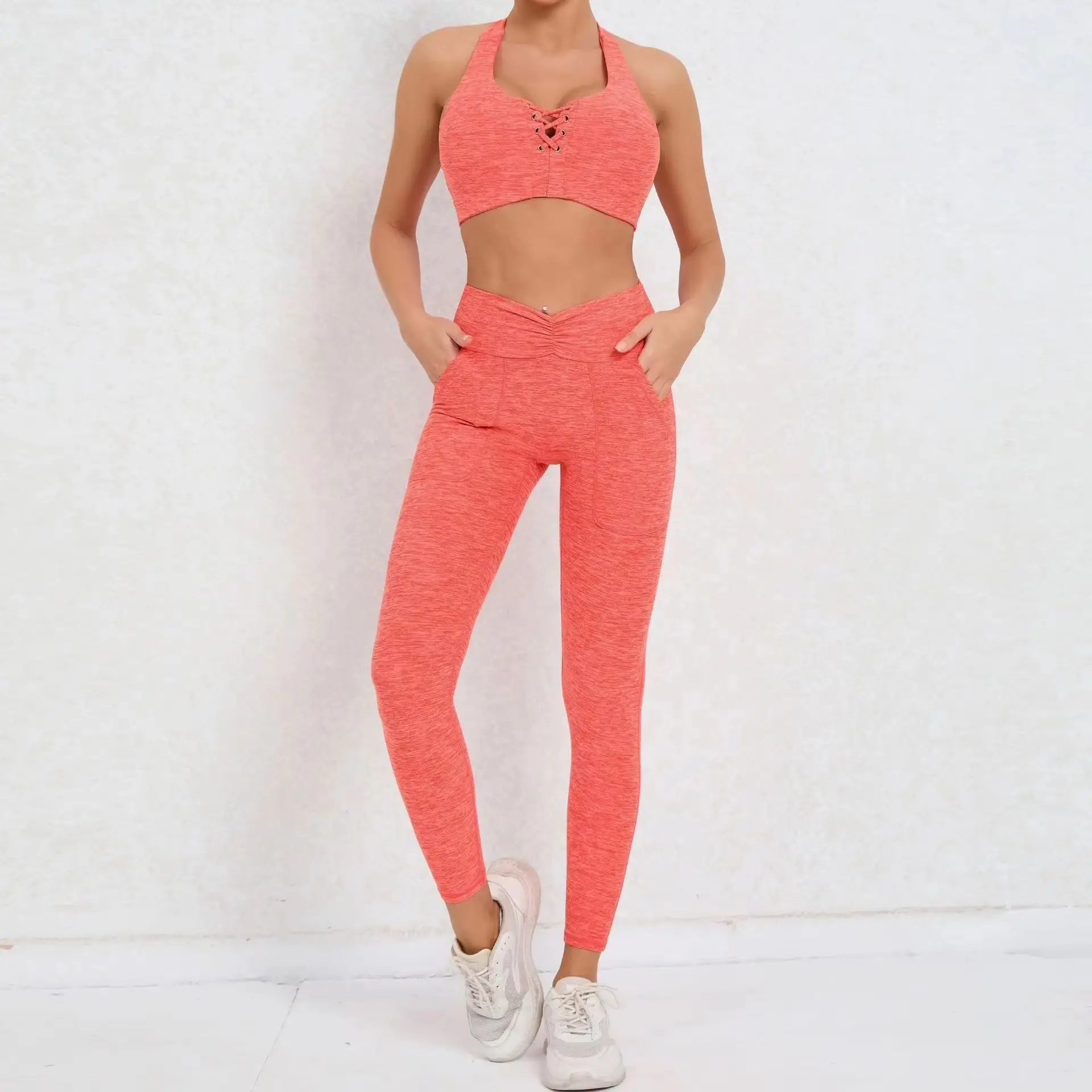 

Yoga Set Sexy Sports Leggings Set Women's Push Up Suit 2 Pieces Gym Sports Suit Fitness Suit with Pocket Yoga Training Clothes