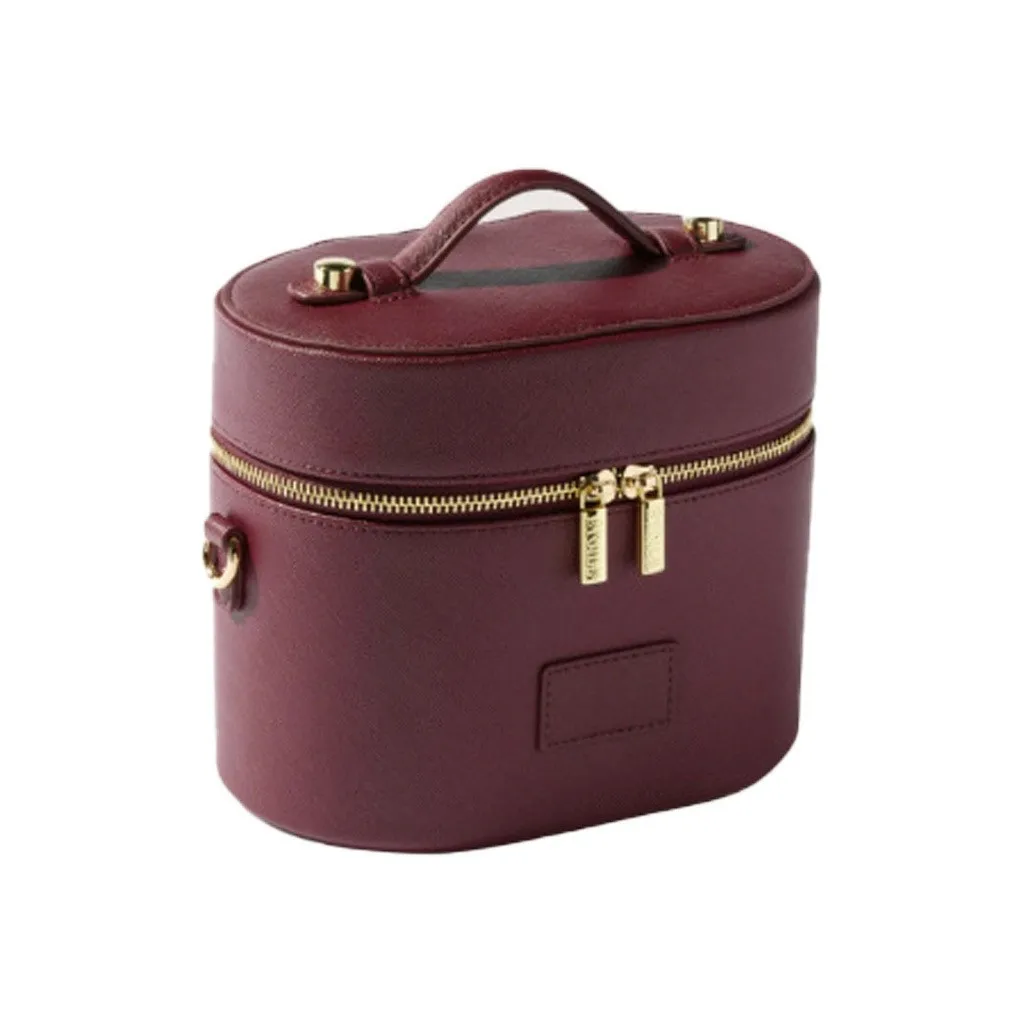 New - Style Oval Leather Makeup Case, Portable Multi - functional Crossbody Bag for Travel and Toiletries