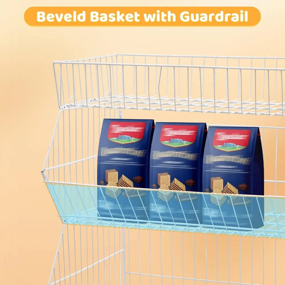 Retail Display Rack 5-Tier Market Merchandise Display Shelf Fruit Storage Shelf Vegetable Snack Basket Retail Store Supplies wit