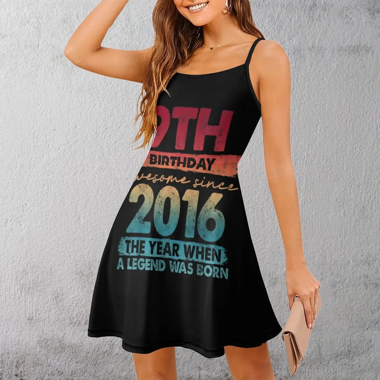 

Exotic Woman's Dress The Dress 9th Birthday Legend 2016 Women's Sling Dress Funny Graphic Cocktails Humor Graphic