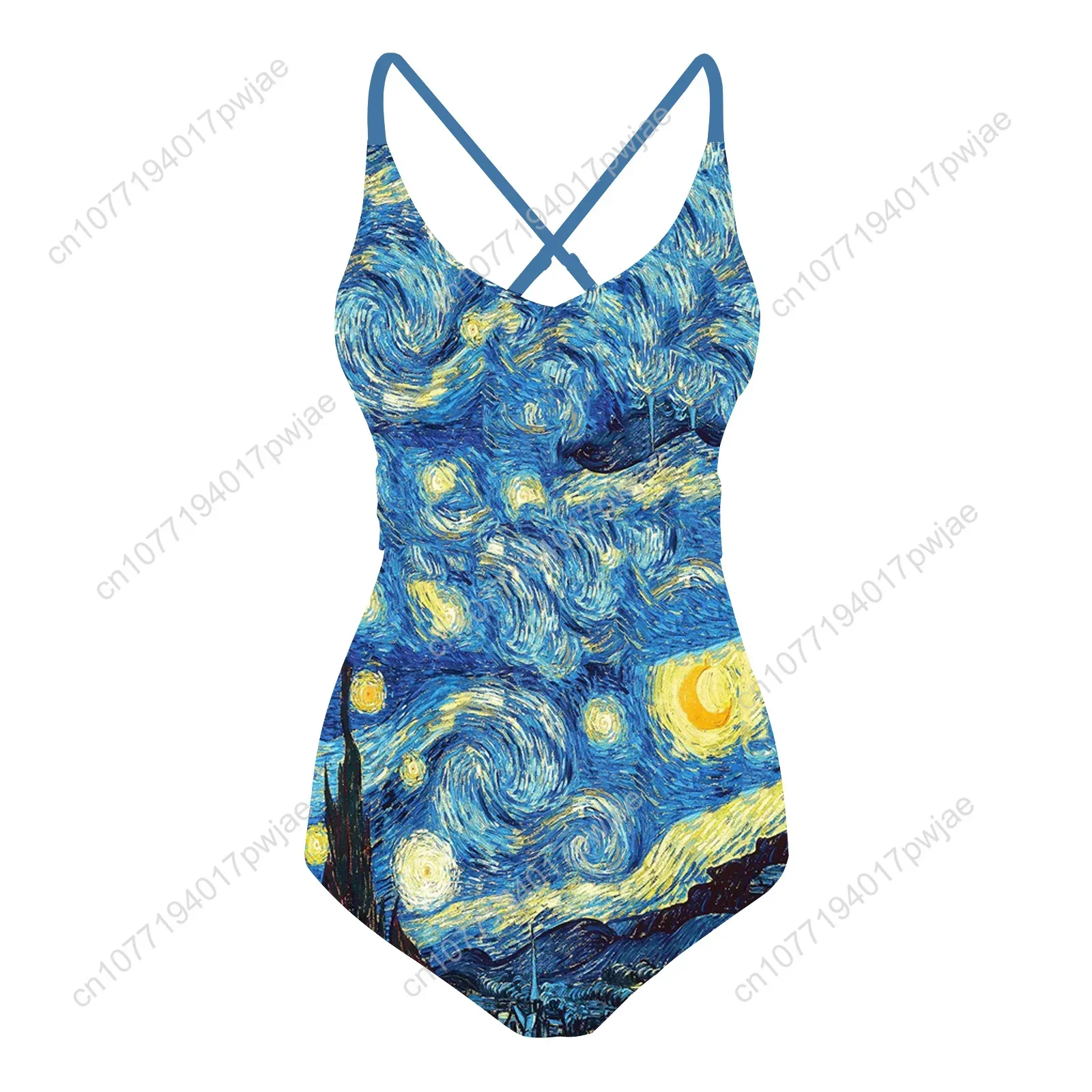 Vincent Van Gogh Starry Nigh Swimsuit Womens Sling Swimsuits Sexy Swimwear Pool Party Beach Bikini Summer Holiday Bathing Suits