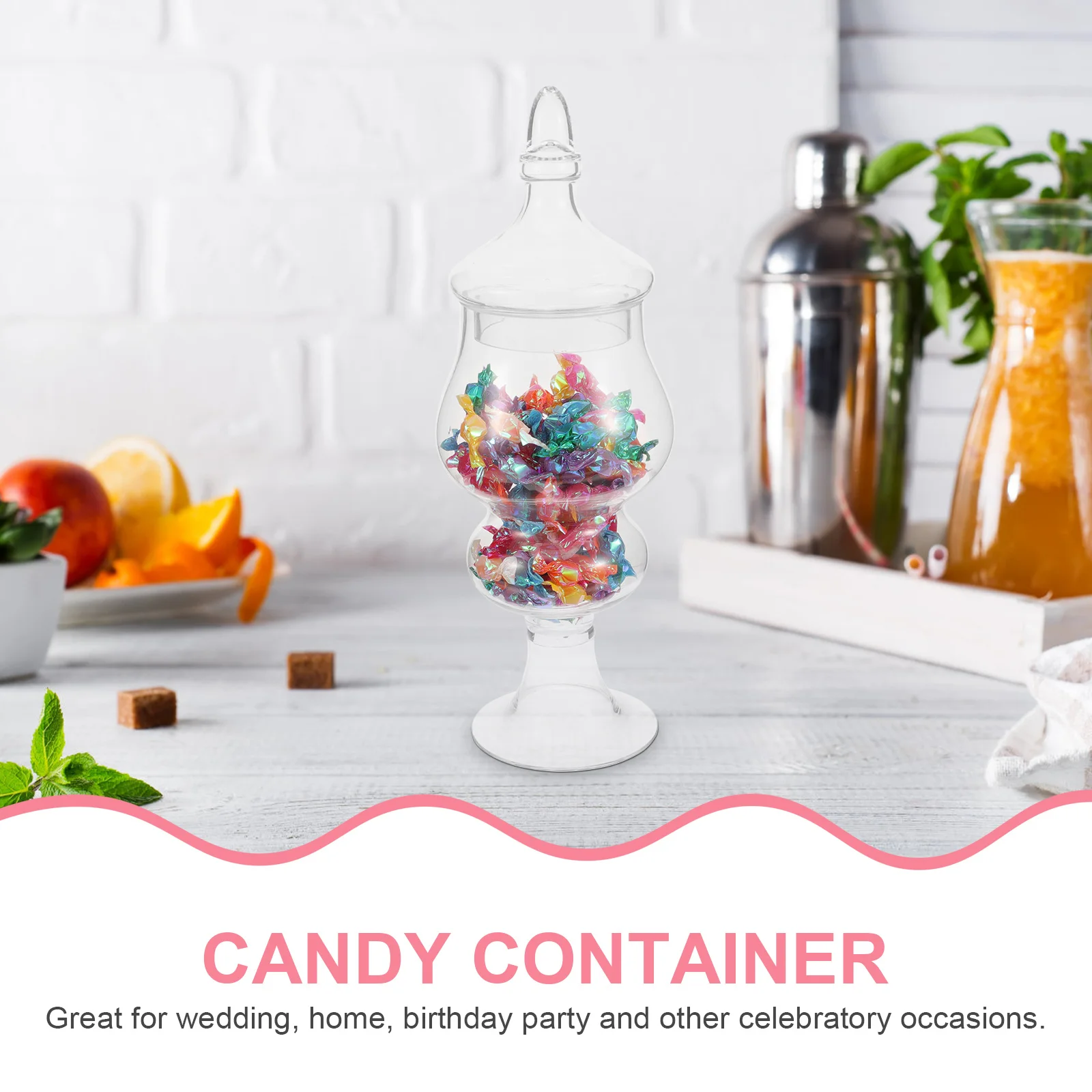 

Decorative Glass Candy Container Transparent Creative Shape Durable Wedding Birthday Party Sweets Chocolate Holder