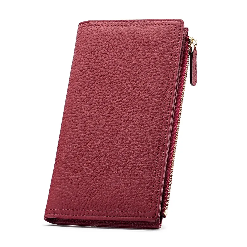 RFID Genuine Leather Wallet Woman Soft Real Cow Leather Purse Long Card Holder Cowhide Clutch