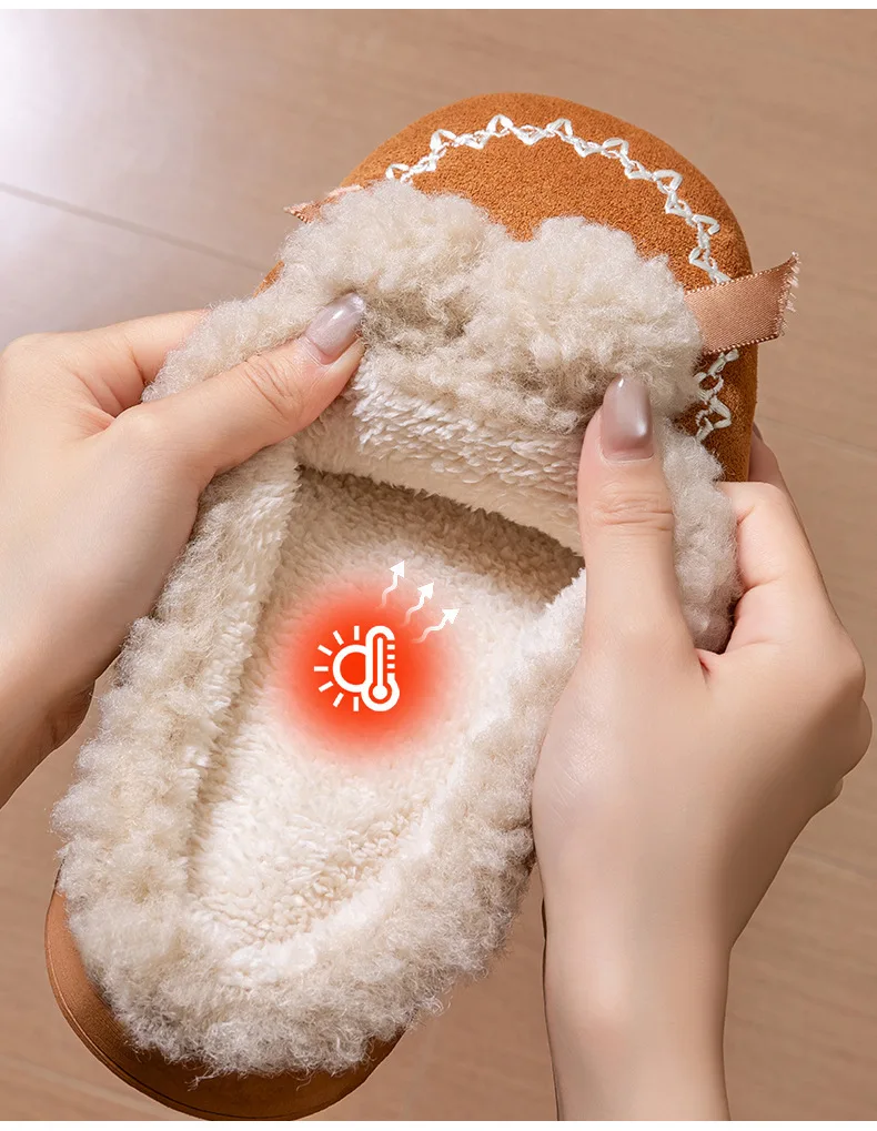 2026 Neue Damen-Plüsch-Winterstiefel - Niedliche Hausschuhe mit Dicker Sohle, Rutschfeste Fleece-Gefütterte Hausschuhe mit Warmem Flauschigem Innenfutter – Detail 7