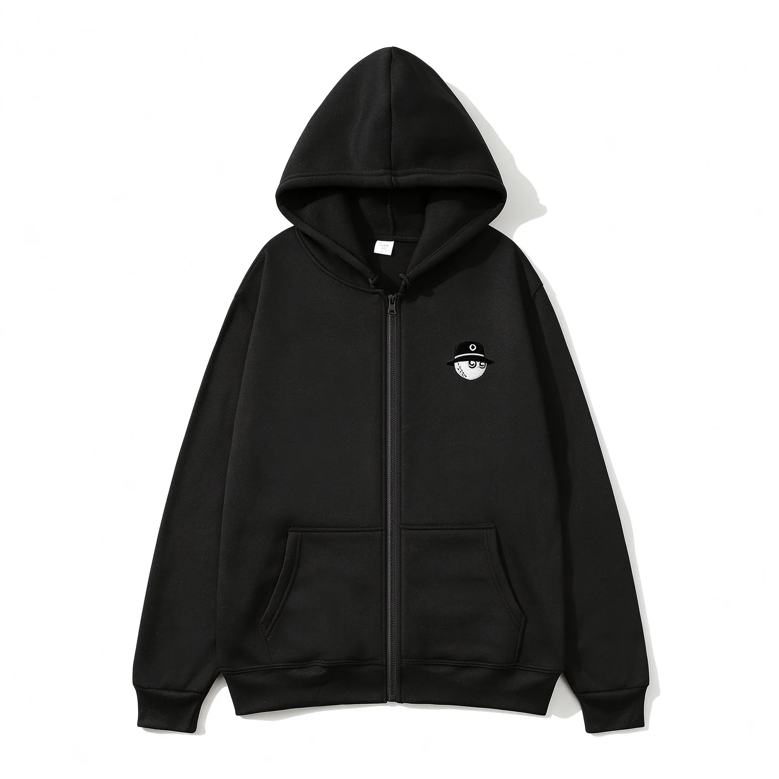 2026 Trend Embroidered Zip Up Hooded Fleece Jacket Men Women Fall Winter Solid Color Hooded Sweatshirt Coat