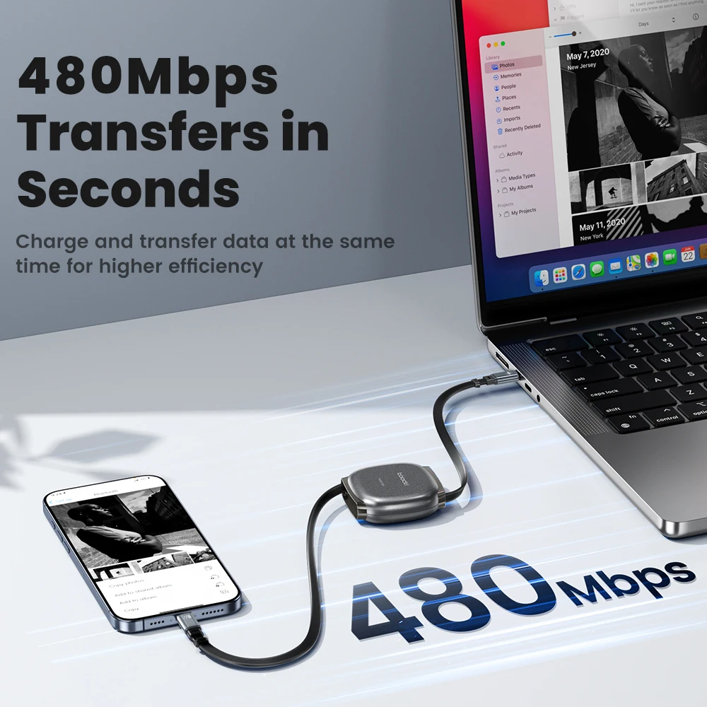Kabel USB-C z wysuwanym złączem do iPhone 14 13 12 iPad 27W Mini Rozmiar TPE Typ-C do Lightning Magnetyczny Kabel do Transmisji Danych — zdjęcie produktu 4
