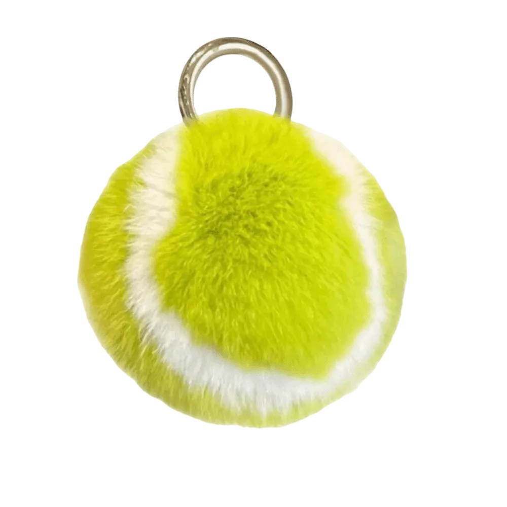 Portable Soft Plush Tennis Keychain Fluffy PomPom Premium Texture Bag Charm Plush Pendant Car Key Accessory