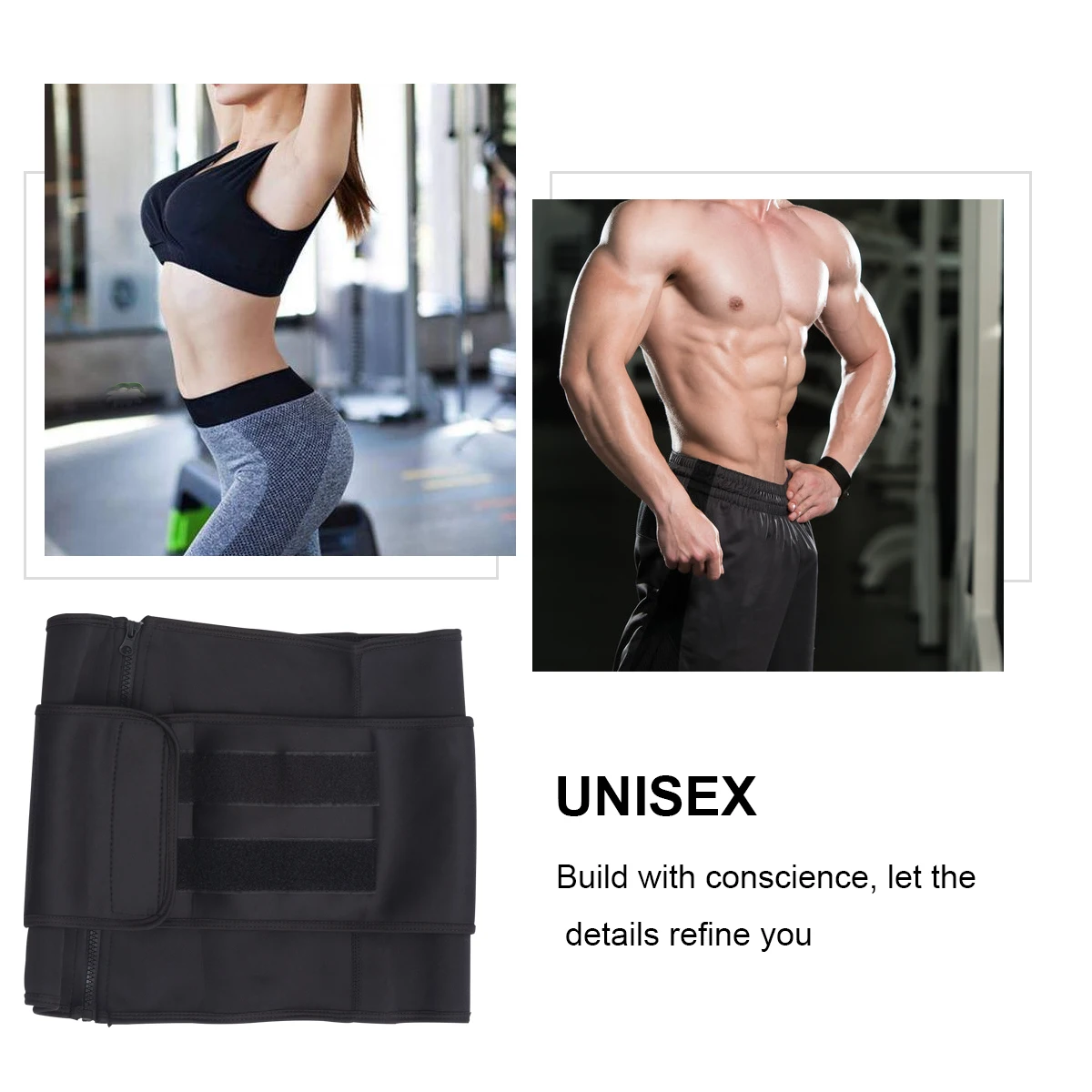 

1pc Women Waist Trimmer Belt Zipper Corset Fitness Sweat Tummy Support Posture Slimming Belt Gym Park Xxl Black