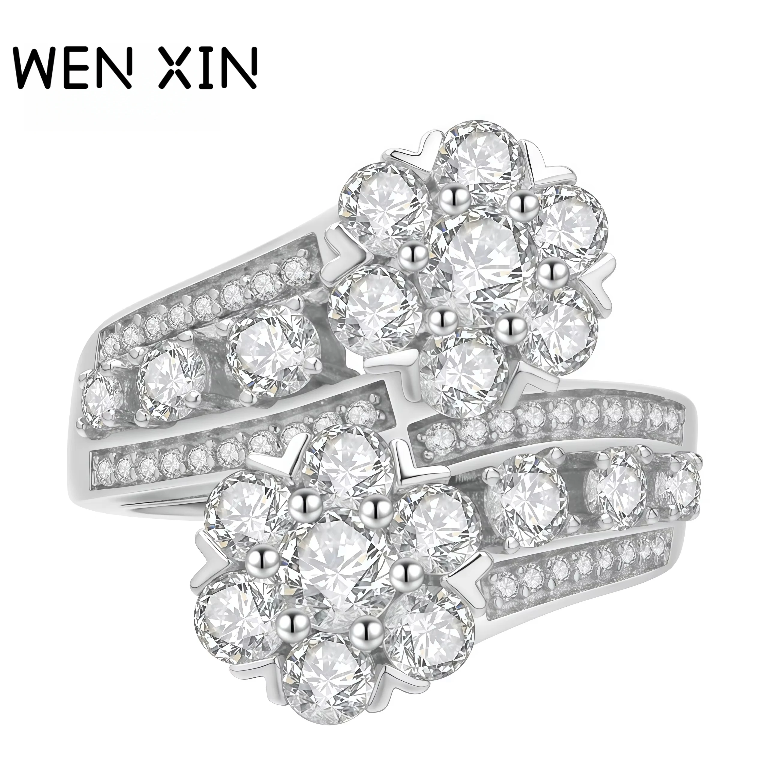 

WENXIN брендовое горячее продаваемое полое кольцо со звездным небом, женское кольцо с цветком, кольцо с высокоуглеродистым бриллиантом, ювелирные изделия