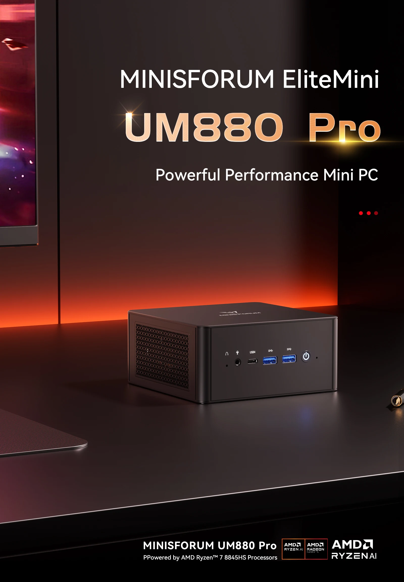 MINISFORUM Oculink 미니 PC 게이머 컴퓨터, UM890 UM880 Pro Ryzen 9 8945HS Ryzen 7 8845HS 미니 PC DDR5 32GB 1TB PCIe SSD 2*2.5G