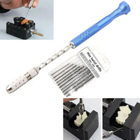1 Set 0.5-3mm Semi-automatic Twist Drill Set With 10pcs 0.8-3mm Mini Drill Bits Plastic Circuit Board Drilling Hole Manual Tools