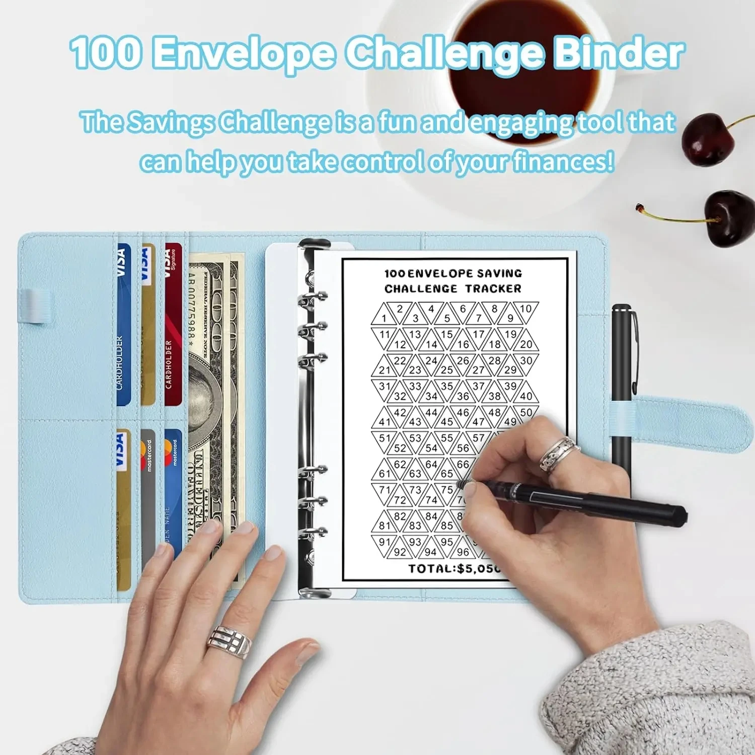 Imagem -06 - Envelope Challenge Binder com Envelopes em Dinheiro Envelopes em Dinheiro Maneira Fácil e Divertida de Economizar 5050 100