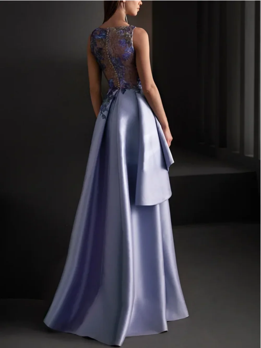 Ballkleider Exquisites Juwel Meerjungfrau Sweep/Pinsel Abend Spitze Satin Formelles Anlasskleid Damen eleganter Luxus