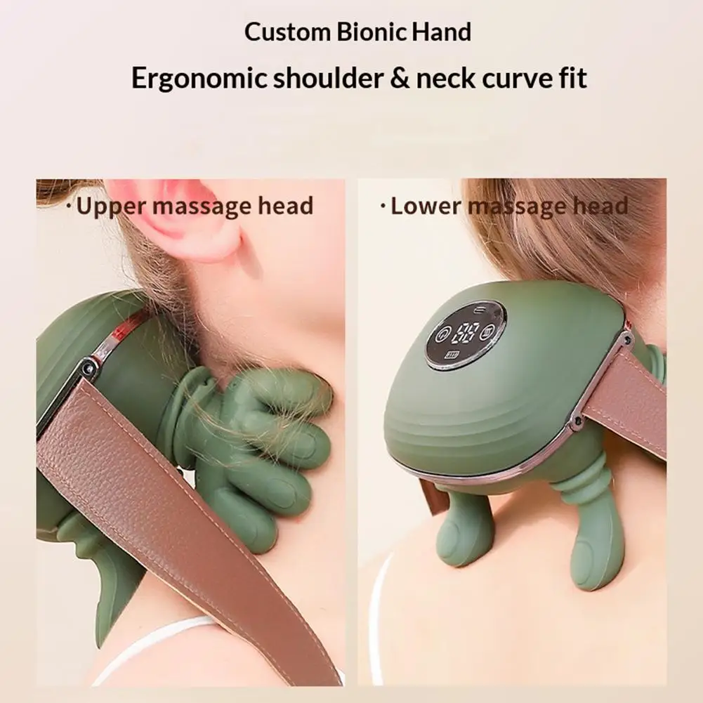 Bionic Heating Massager Cordless Portable Shiatsu Back Neck Massager Electric 4D Kneading Massage Relieve Pain Muscle Relaxation