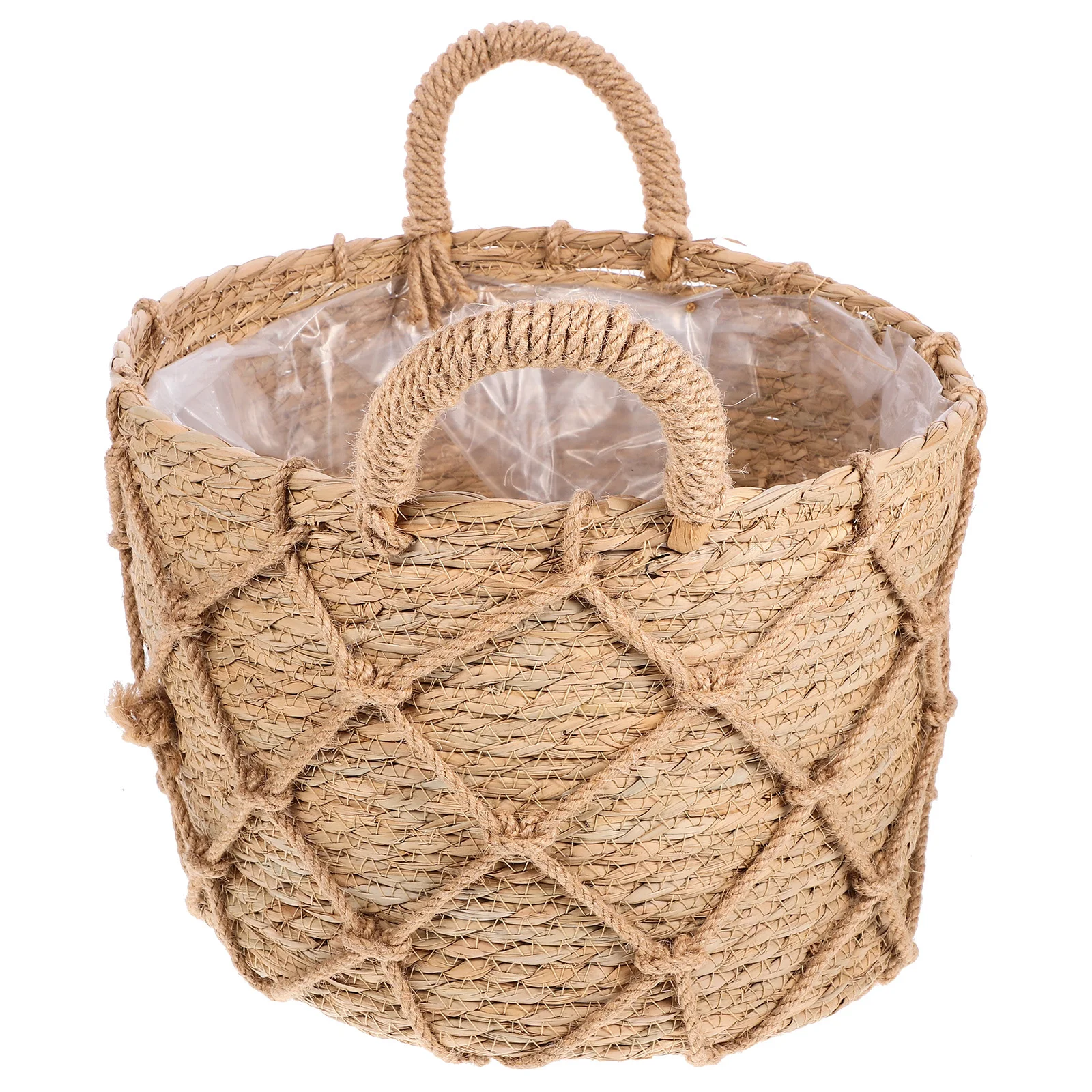 

Straw Woven Plant Basket Round Planter Multipurpose Storage Basket for Indoor Flower Pots Woven Flower Planter