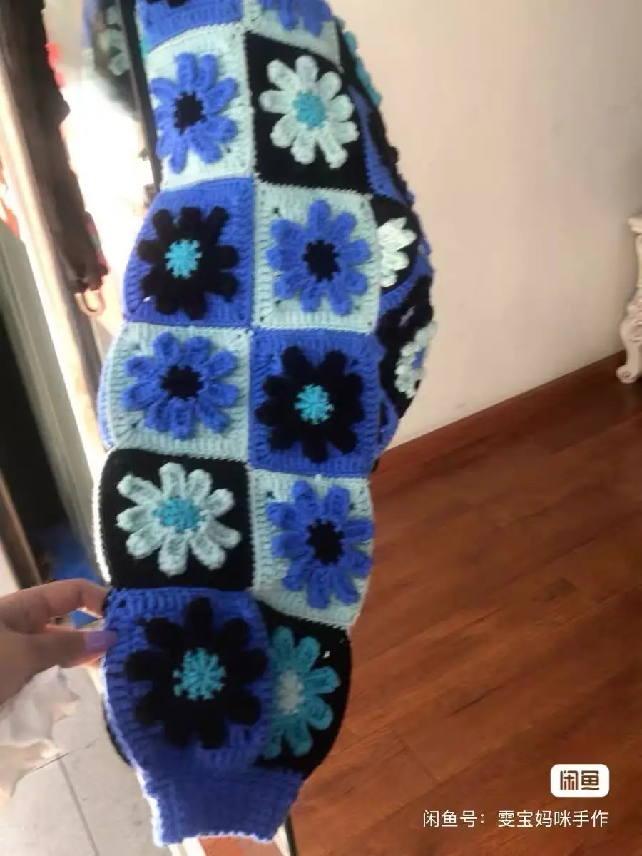 TIYIHAILEY Stricken Häkeln Frauen Hand Made Herbst Winter Oberbekleidung Volle Hülse Blume Strickjacke Einreiher Mantel Pullover