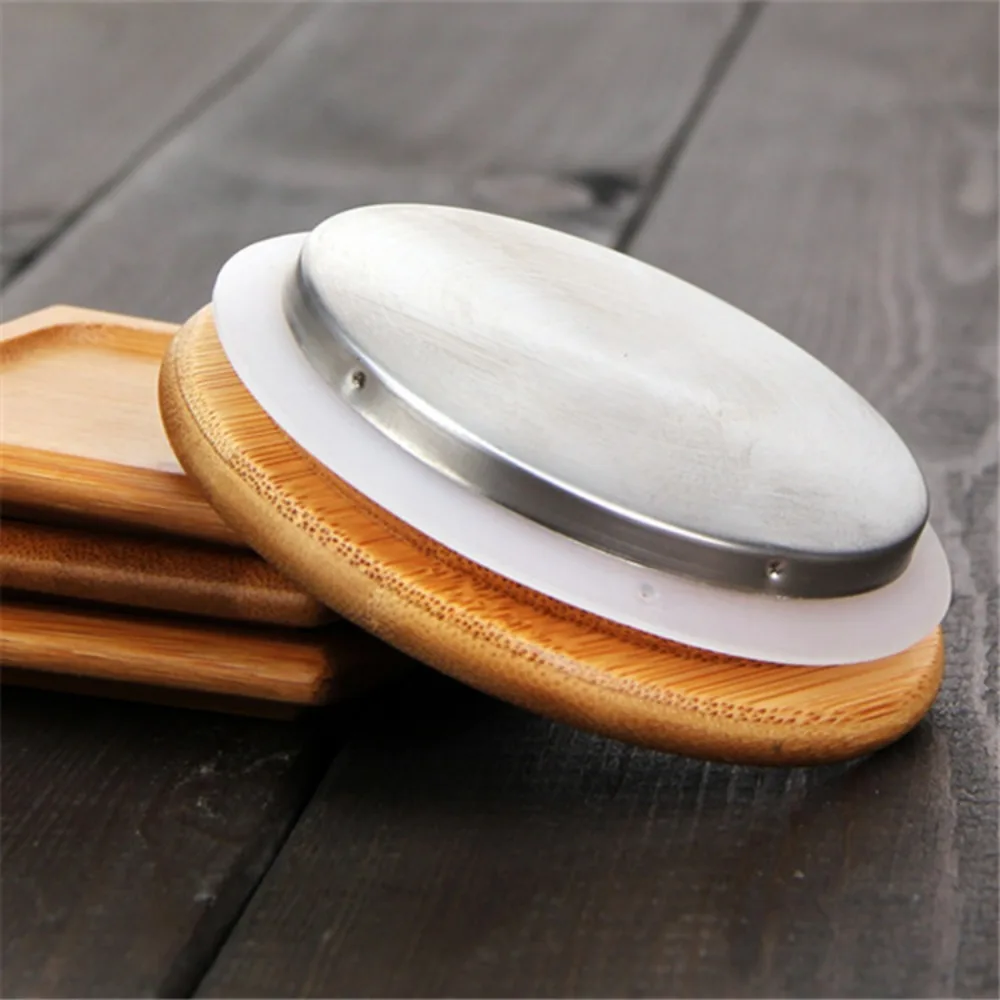 New Reusable Bamboo Lids Non Leakage Thicken Wooden Covers Silicone Sealing Jar Canning Caps Drinking Jar Supplies