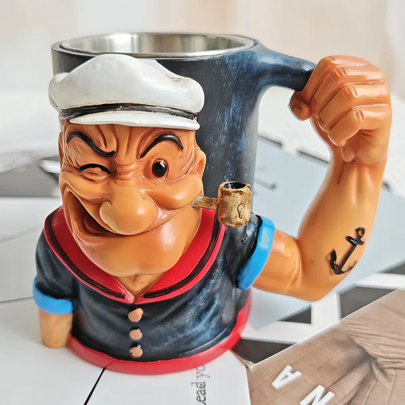 Strongman Mug Creative Resin Coffee Cup Cute and Cartoon Character Image Small Decorations for Home Living Room and Small Gift