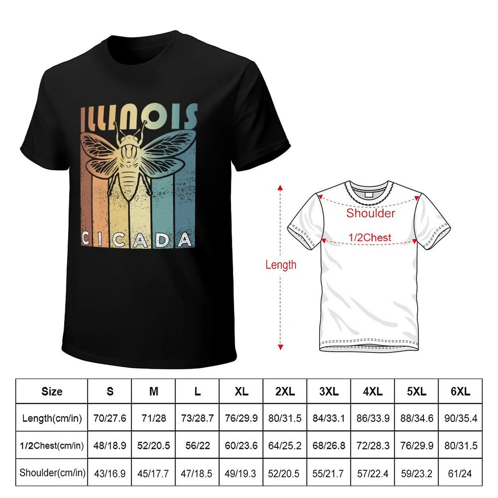 Retro Illinois2024 Cicada Summer Swarm, Vintage Cicada T-Shirt Festive Simple T-Shirt