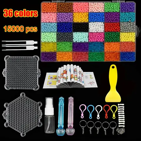 36 Colors Water Beads Puzzle Crystal Color Aqua DIY Fuse Hama Beads Spray Ball Games 3D Handmade Perler Beados Toy for Children