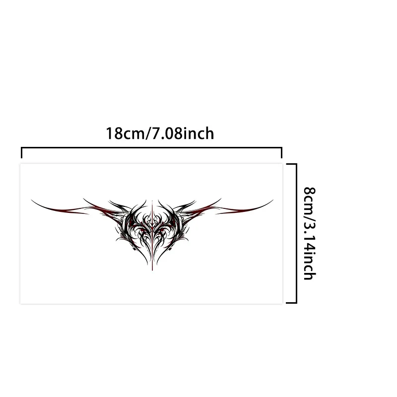 Dark Black Line Tattoo Sticker Temporary Tattoo Waterproof Long-Lasting Sexy Symmetrical Pattern Couple Fake Tattoo for