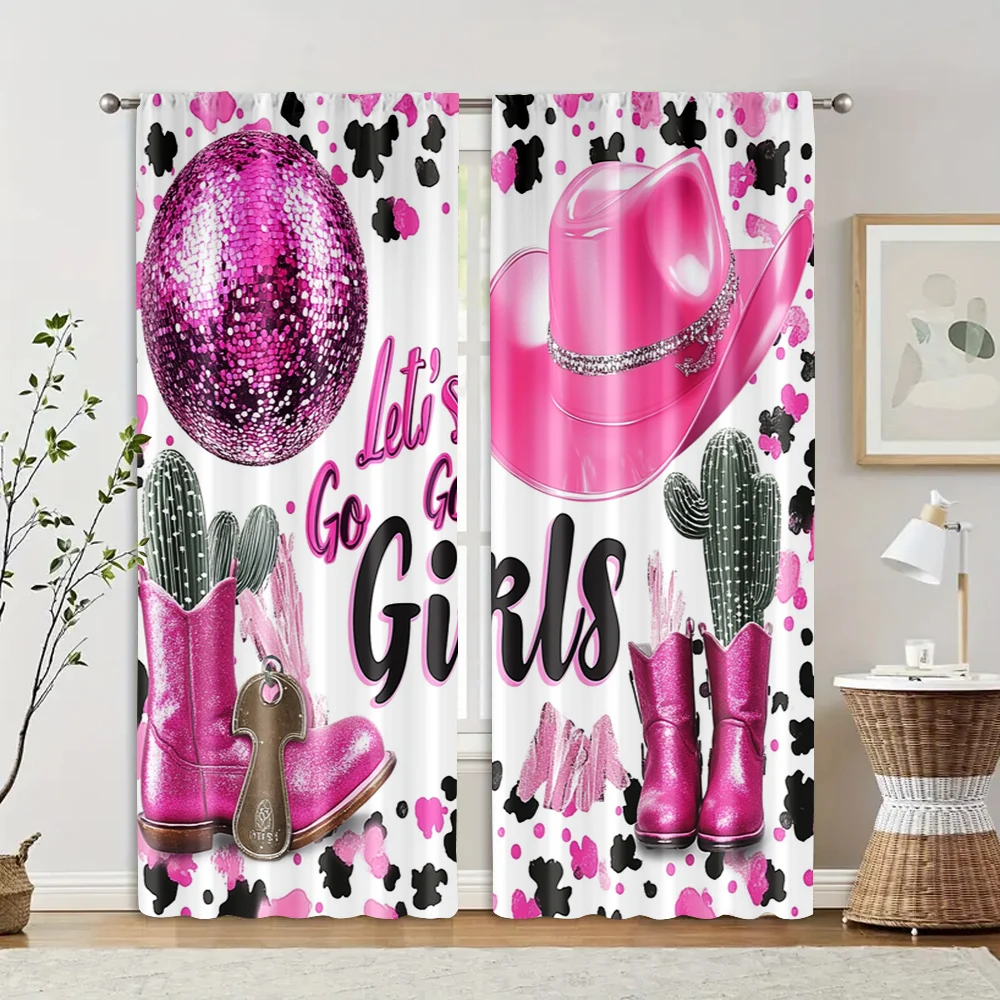 2 pcs, filtering curtains (excluding rods, non-movable, without batteries)Disco Cowgirl Bachelorette Partysuitable for use in