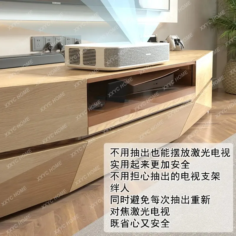 XXFactory Direct All Solid Wood Floor Projector Laser TV Special TV Cabinet Telescopic Light Luxury Custom Large Size